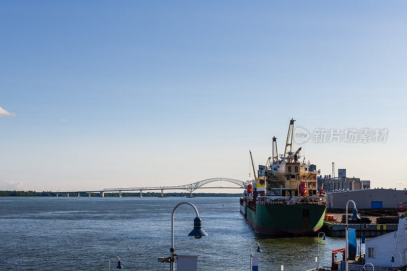 container ship at harbor in Trois-Rivieres in Canada